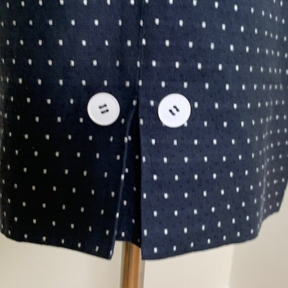 Vintage Louis Feraud skirt suit, navy with white polka dots, US 6 - Picture 6 of 9